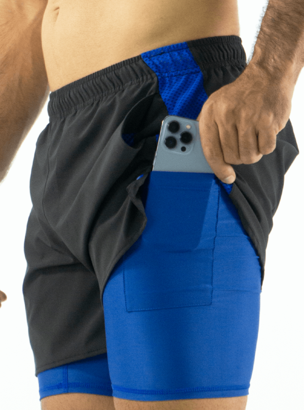 SHORT RUNNING NEGRA CON AZUL