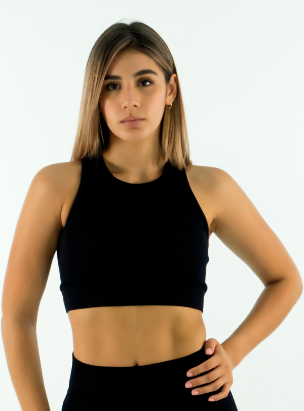 TOP CRUZADO SIN COSTURA NEGRO - Imagen 2