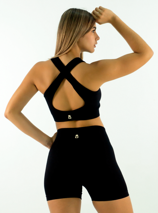 TOP CRUZADO SIN COSTURA NEGRO - Imagen 3